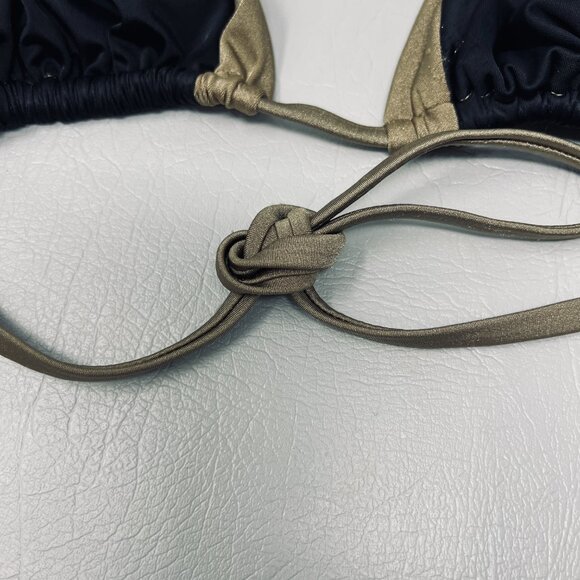 Venus Bikini Swim Top Womens DD Gold Metallic Halter Tie Adjustable Swimwear - Picture 6 of 7